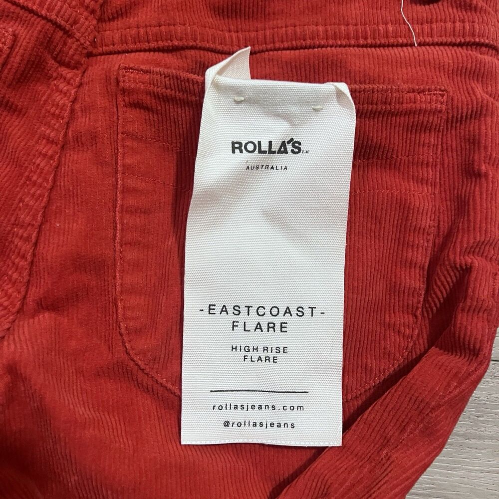 NEW Rolla's Women's East Coast Corduroy Stretch Flare Jeans Pomegranate Size 27 - Picture 9 of 12